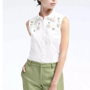 Banana Republic Riley Shirt Embellished Blouse size 8